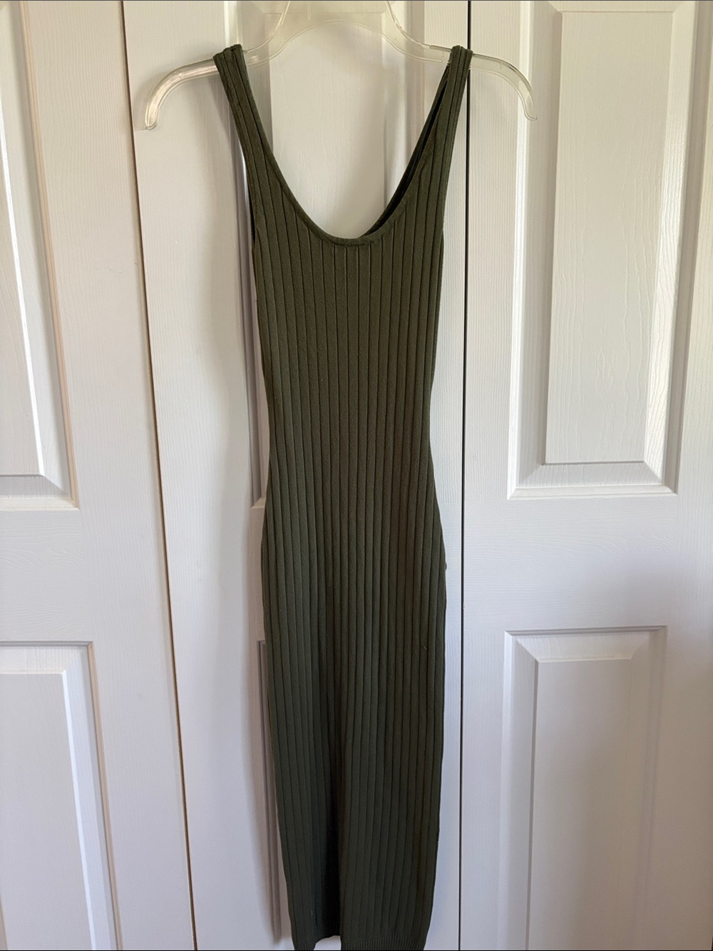 Windsor Olive Ribbed Tank Midi Dress